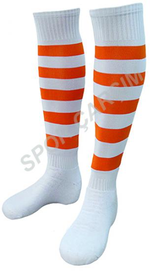 Tam Profesyonel Zebra Futbol Çorabı,Tozluk,Konç Turuncu-Beyaz