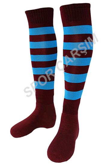 Tam Profesyonel Zebra Futbol Çorabı,Tozluk,Konç Bordo-Mavi