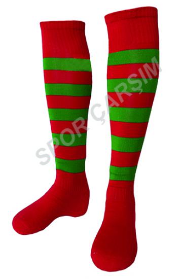 Tam Profesyonel Zebra Futbol Çorabı,Tozluk,Konç Kırmızı-Yeşil