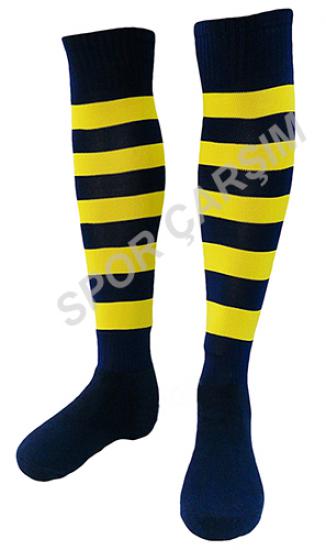 Tam Profesyonel Zebra Futbol Çorabı,Tozluk,Konç Sarı-Lacivert